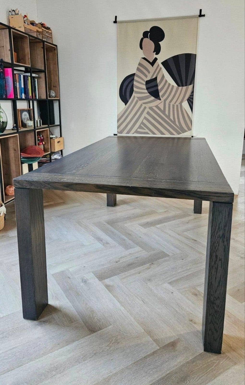 Design eettafel van Hans Daalder, 200 cm of meer, Zo goed als nieuw, Rechthoekig, 50 tot 100 cm