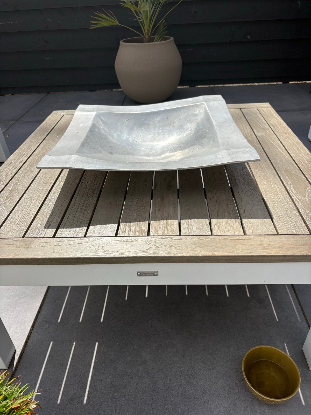 Grote vierkante metalen schaal - decoratief, Gebruikt, Schaal, Vierkant, Ophalen of Verzenden