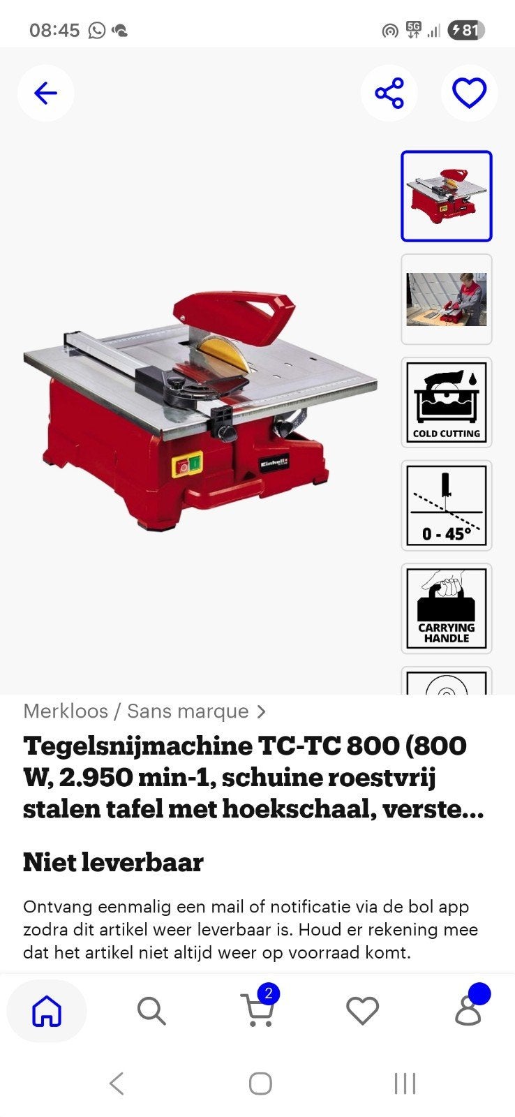 Noordwijk - Einhell Tegelsnijder, Ophalen of Verzenden, Minder dan 600 watt, Decoupeerzaag, 30 tot 70 mm