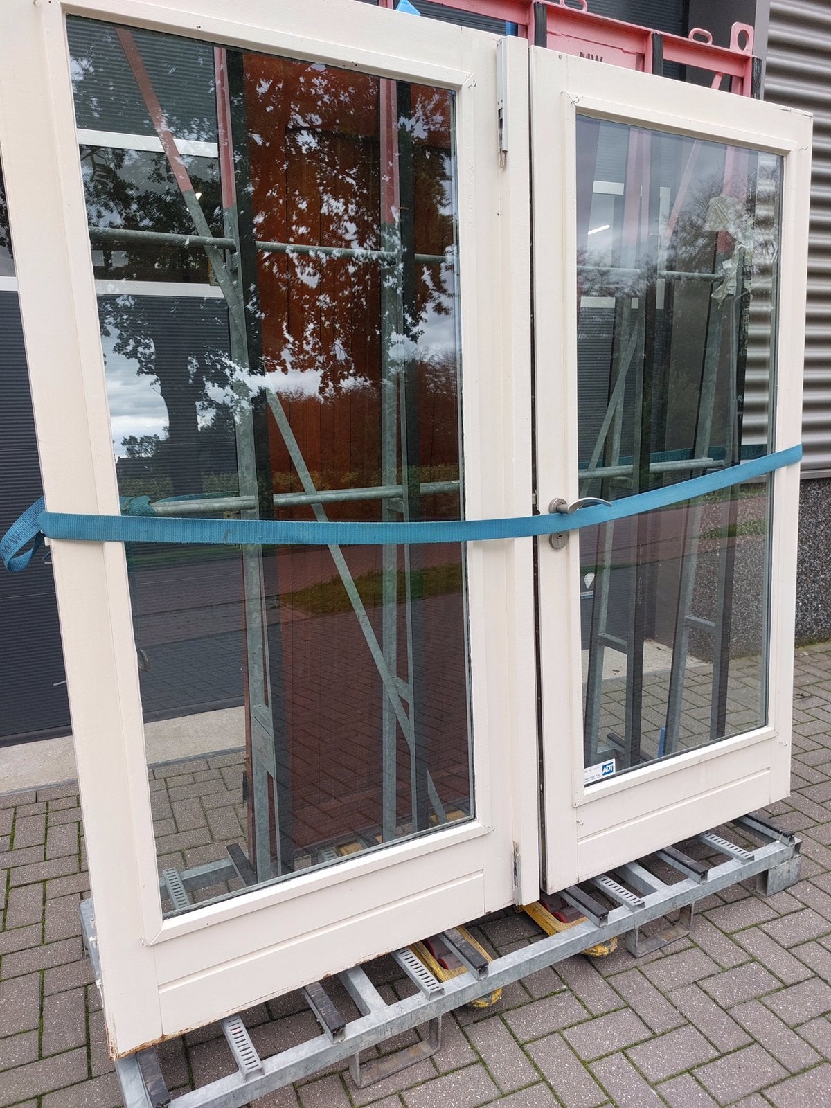 Dubbele deuren met dubbelglas, Gebruikt, 120 cm of meer, Ophalen of Verzenden, Buitendeur