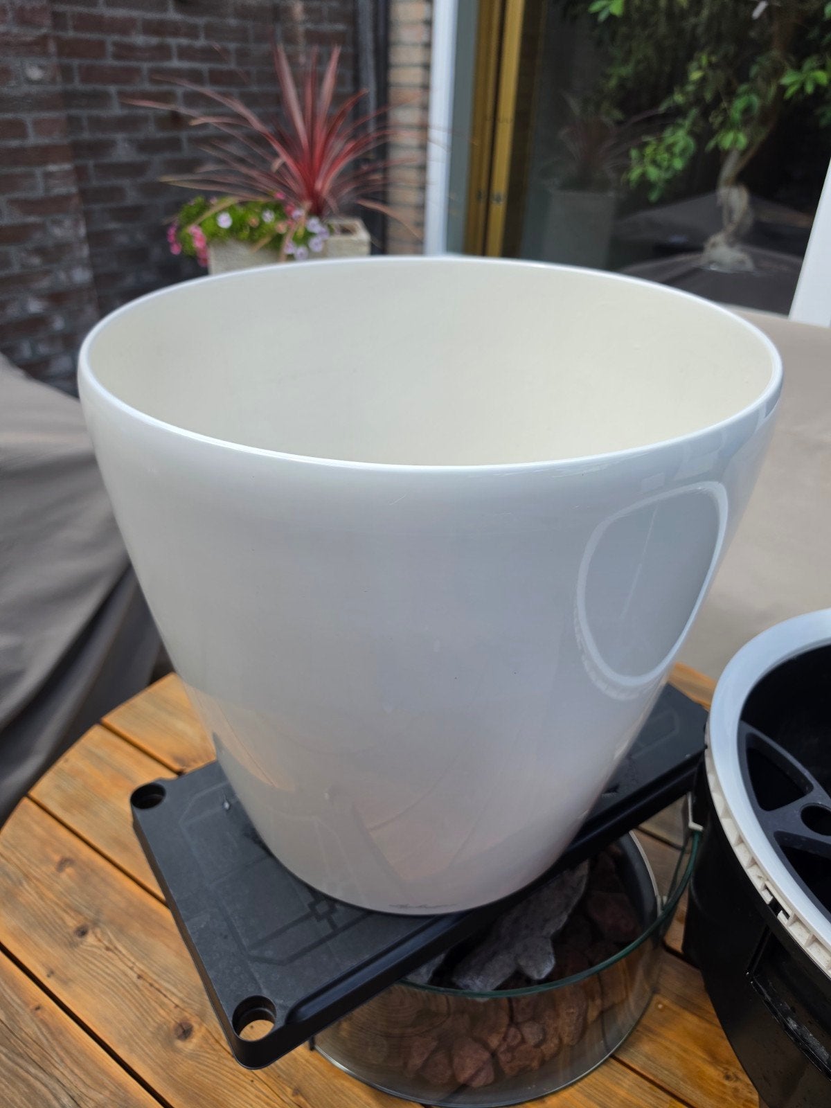 Lechuza binnenpot wit glanzend - 47cm hoog, 49cm breed, Kunststof, Gebruikt, 40 cm of meer, Binnen