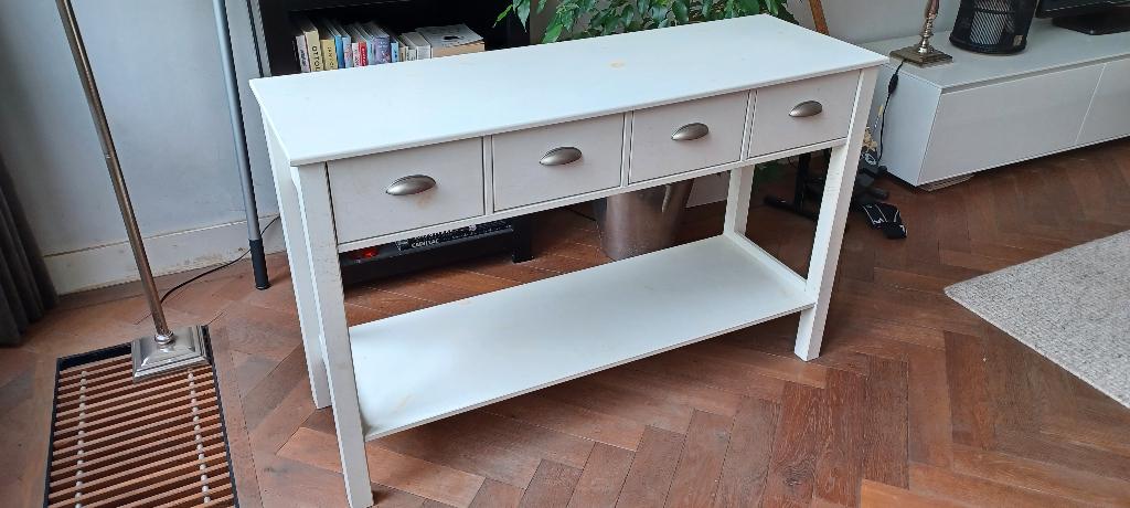 Sidetable wit, Ophalen, Gebruikt, 100 tot 150 cm, Grenenhout