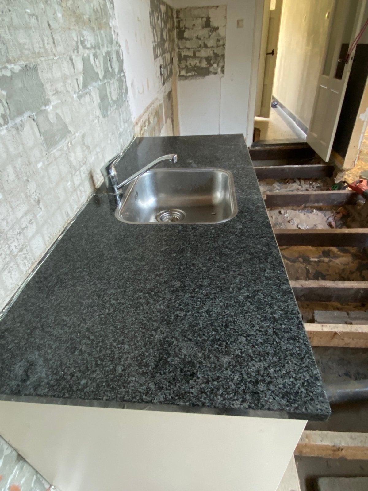 Granieten aanrechtblad met spoelbak, Huis en Inrichting, Keuken | Keukenelementen, Ophalen, Gebruikt