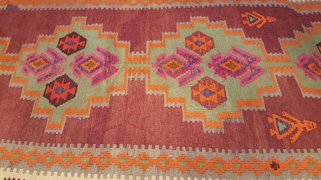 Oosters Harsin kelim 420x195/Perzisch tapijt/Vloerkleed/wol, Www.simatapijten.nl, 150 tot 200 cm, 200 cm of meer, Ophalen of Verzenden