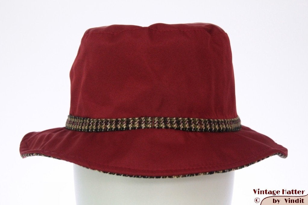 buckethat Vissershoed Hawkins donker rood 56, 57 en 58 nieuw, 56 of 57 cm (M, 7 of 7⅛ inch), Hoed, Hawkins, Nieuw