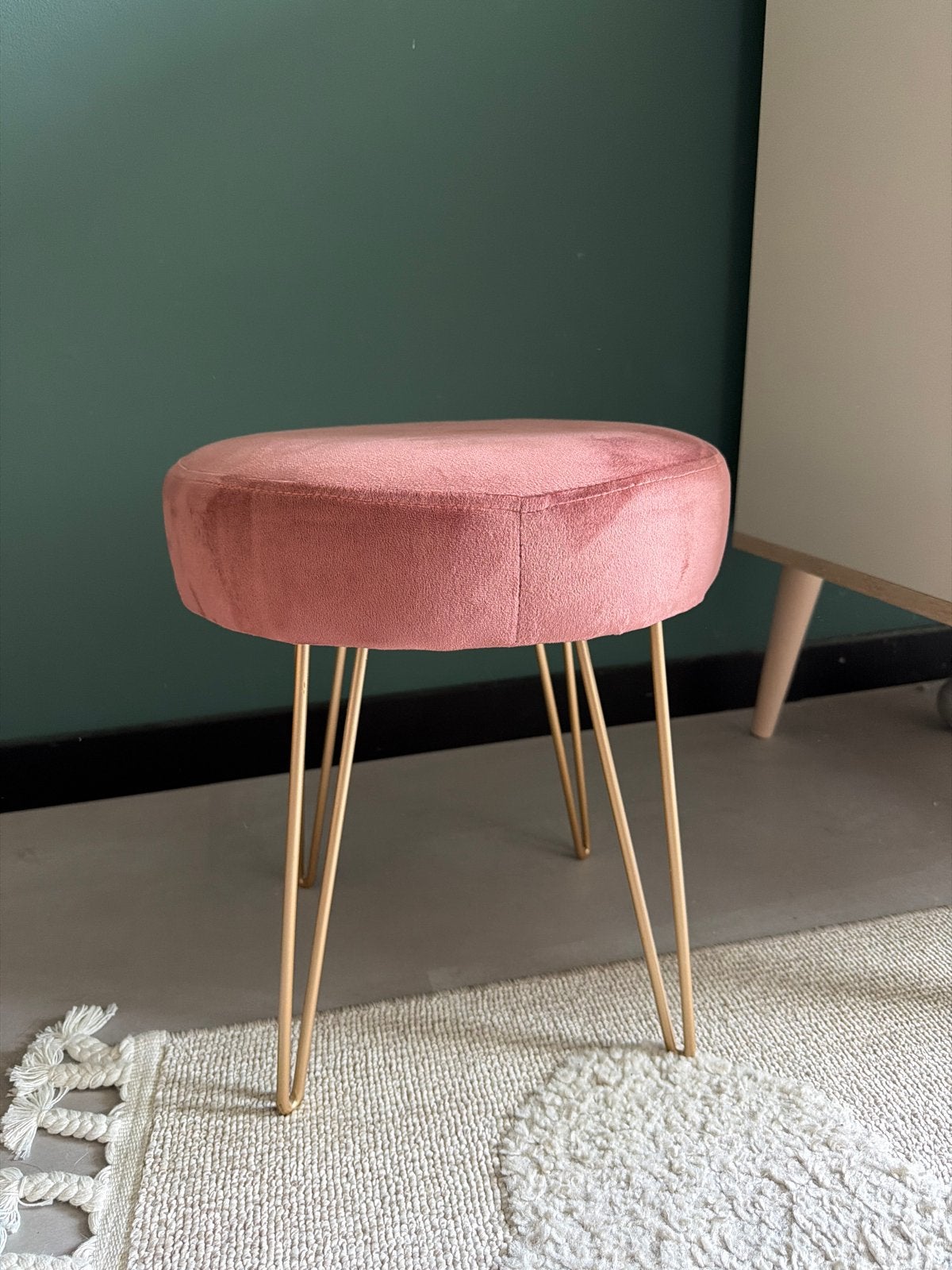 Velvet krukje met goudkleurige pootjes, Ophalen, Zo goed als nieuw, Overige materialen