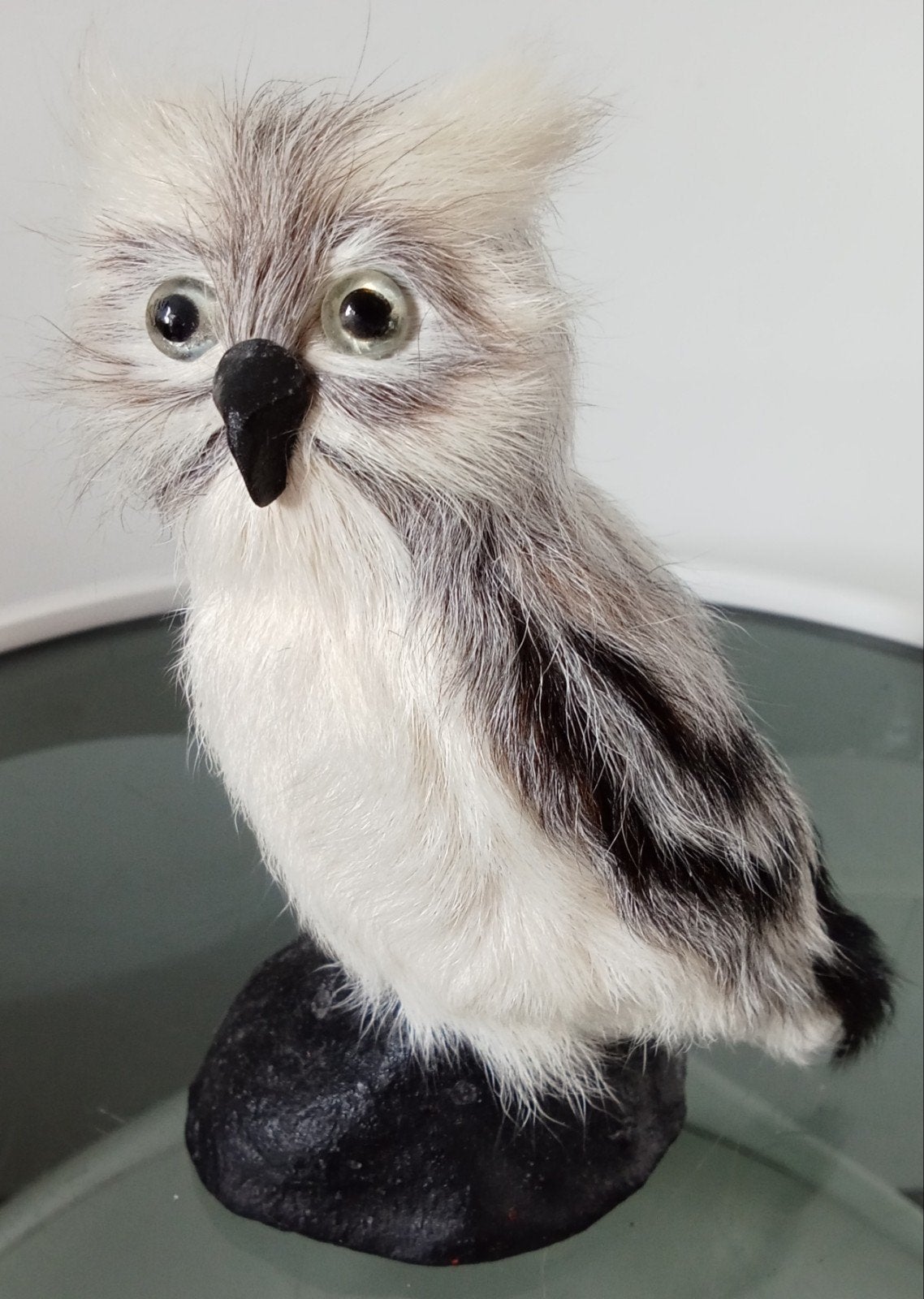 Schattig decoratief uiltje van imitatiebont – Pluche uil op, Ophalen of Verzenden, Gebruikt