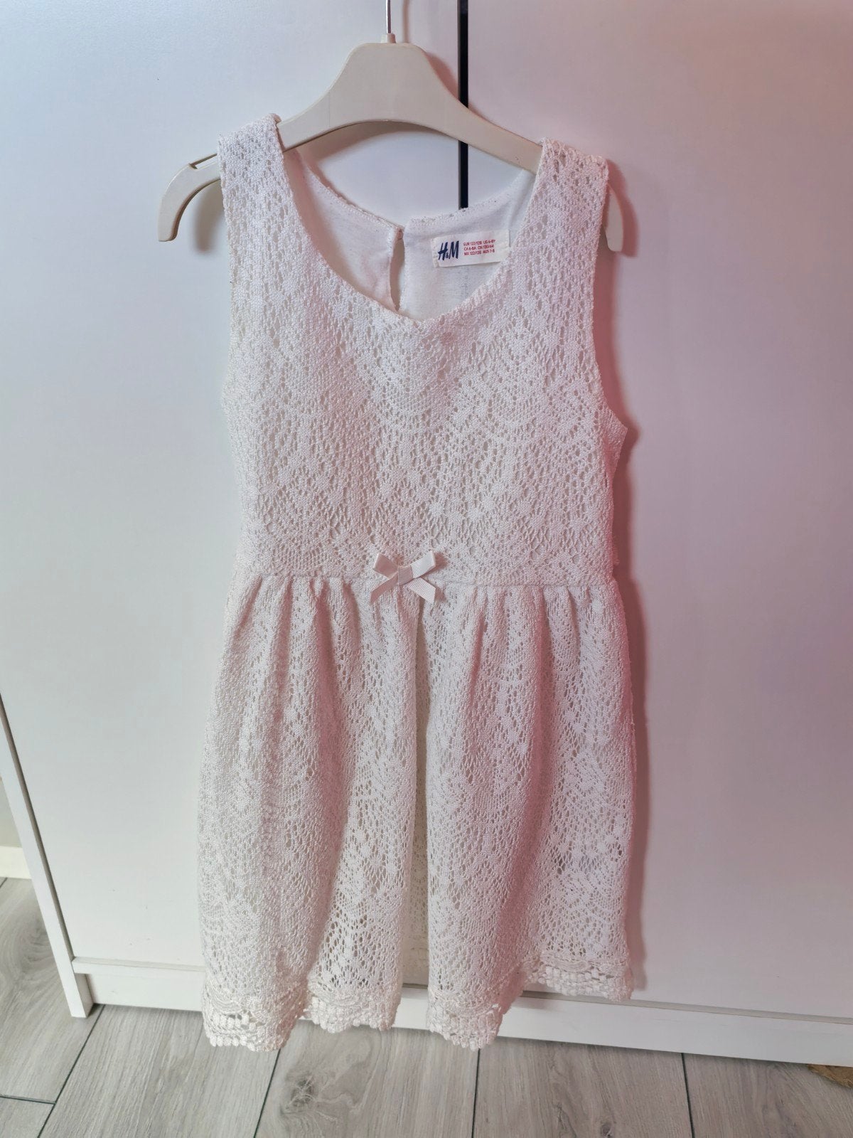 Wit kanten jurkje H&M maat 122/128, Meisje, H&M, Ophalen of Verzenden, Zo goed als nieuw
