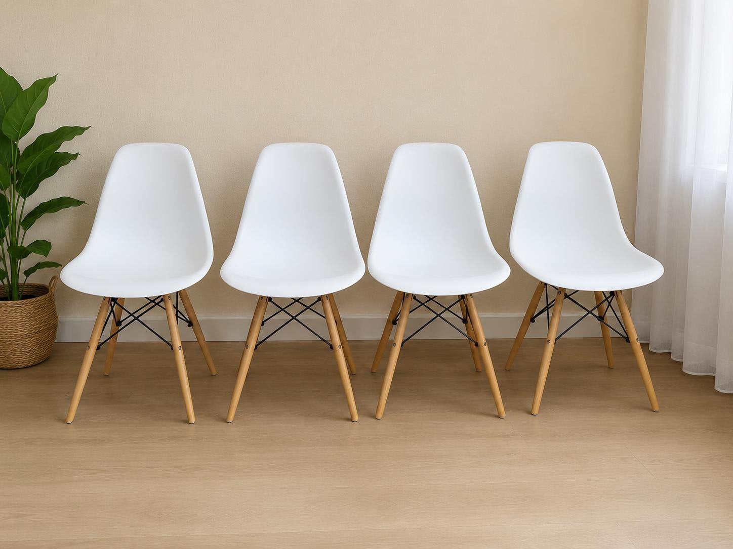 4  leuke moderne stoelen, Huis en Inrichting, Stoelen, Wit, Zo goed als nieuw, Vier, Ophalen