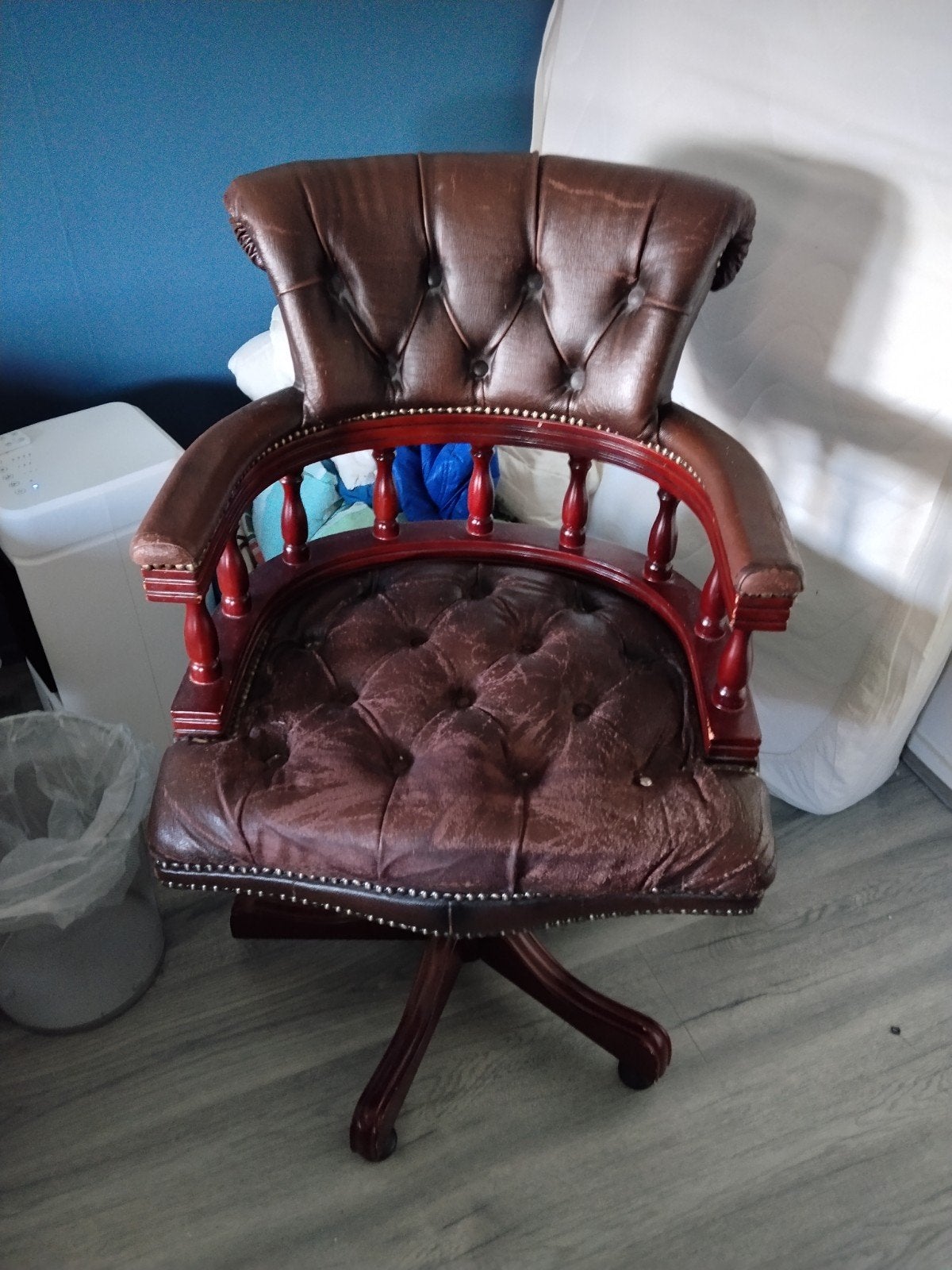 Chesterfield Stoel, Gebruikt, Bruin, Ophalen of Verzenden, Chesterfield, Vintage