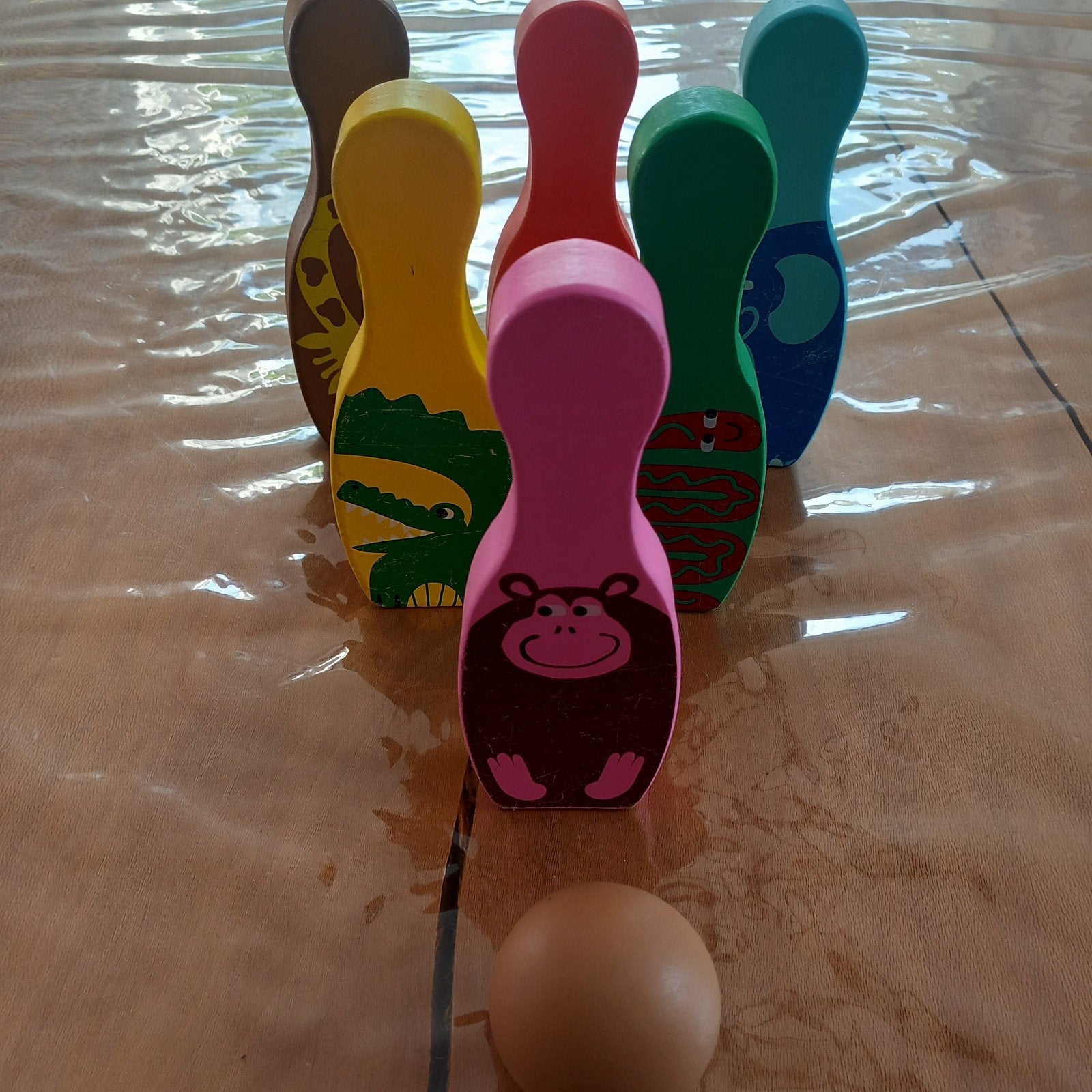 Houten Bowling Setje voor Kinderen - Dieren Thema, Ophalen, Gebruikt, Jongen of Meisje