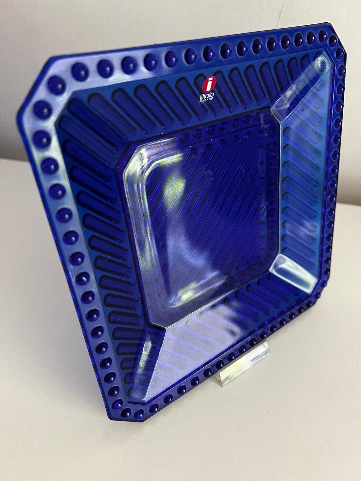 Iittala Marimekko Bökars Schaal Ultramarine  Heikki Orvola, Schaal, Vierkant, Ophalen of Verzenden, Glas