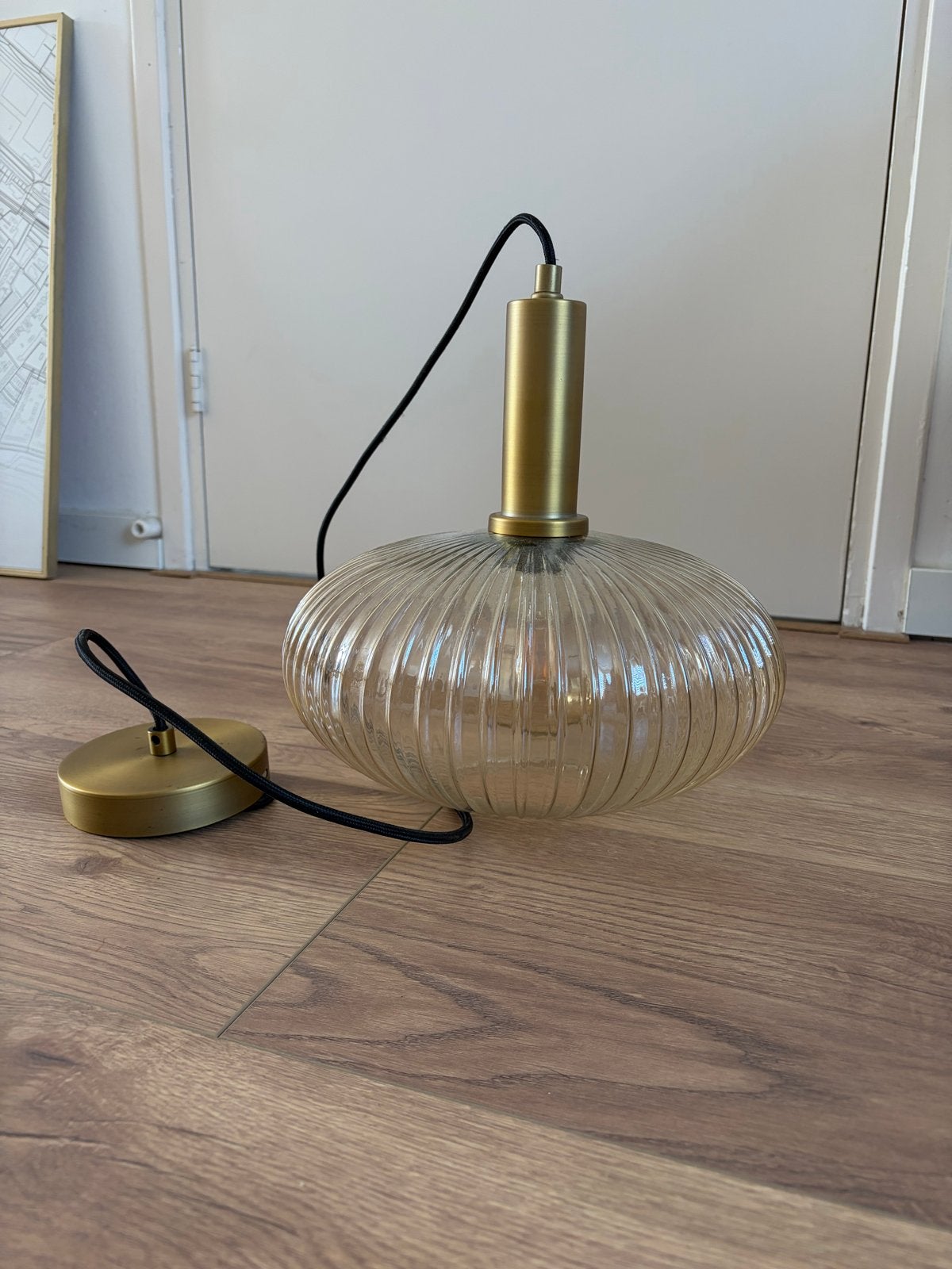 Lucide Maloto gouden hanglamp, Ophalen, Zo goed als nieuw, Glas, E27 (groot)