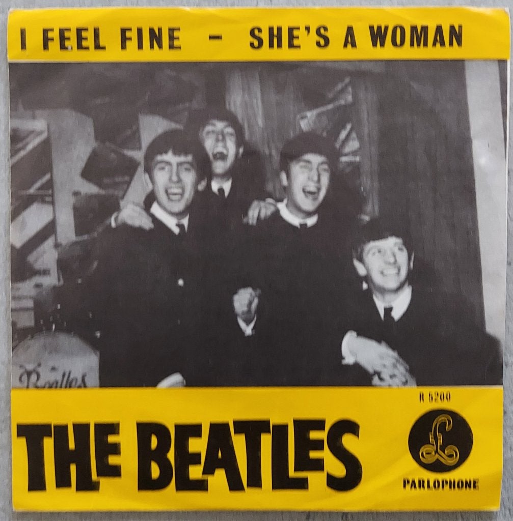 The Beatles - I Feel Fine/She's a Woman; single vinyl 1965, Cd's en Dvd's, Vinyl Singles, Gebruikt, 7 inch, Single, Ophalen of Verzenden