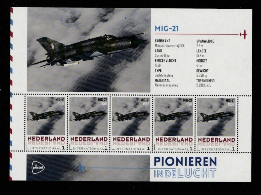 Pionieren in de lucht Vel Mig21 Internationaal, Ophalen of Verzenden, Postfris