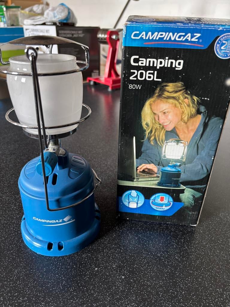 Camping Gaz gaslamp inclusief 3 kleine (190 gram) gasbusjes., Ophalen of Verzenden, Gebruikt