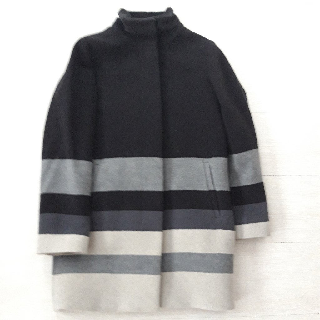 Max Mara Studio stijlvolle grijs gestreepte wollen jas mt 38, Maat 38/40 (M), Verzenden, Max Mara, Zo goed als nieuw