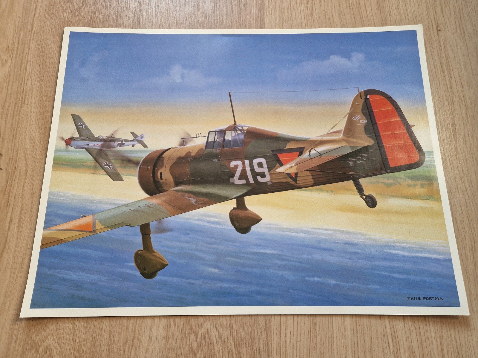 Poster Fokker D.XXI Vliegtuig Illustratie - Thijs Postma, Ophalen of Verzenden, A1 t/m A3