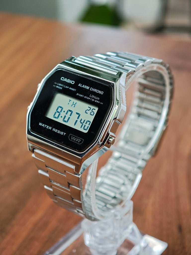 Originele Casio Vintage A158WEA-1EF (nieuw), Overige merken, Staal, Kunststof, Polshorloge
