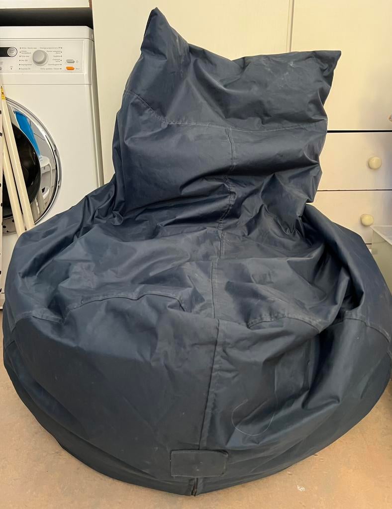 Donkerblauwe zitzak met rugleuning van Sit &Joy, Huis en Inrichting, Zitzakken, Ophalen, Gebruikt, Blauw