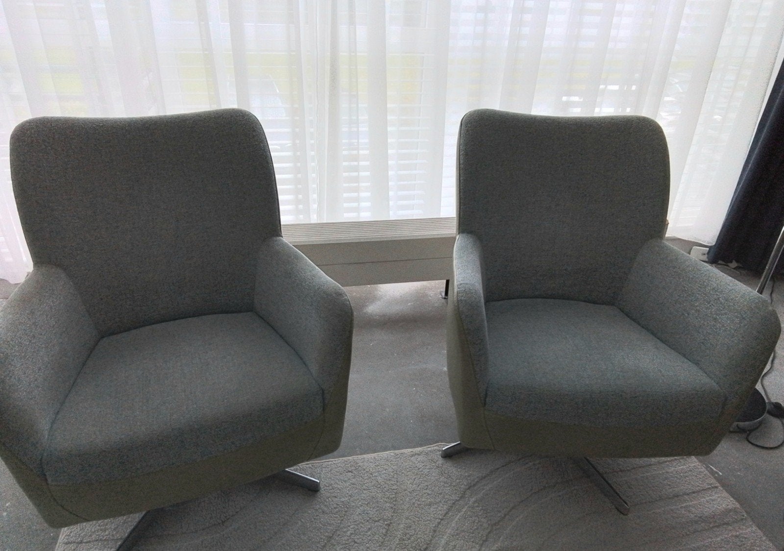 2 Draai-fauteuils Groen - Bert Plantagie -dutch design -, Ophalen, Gebruikt, Leer, Dutch Design