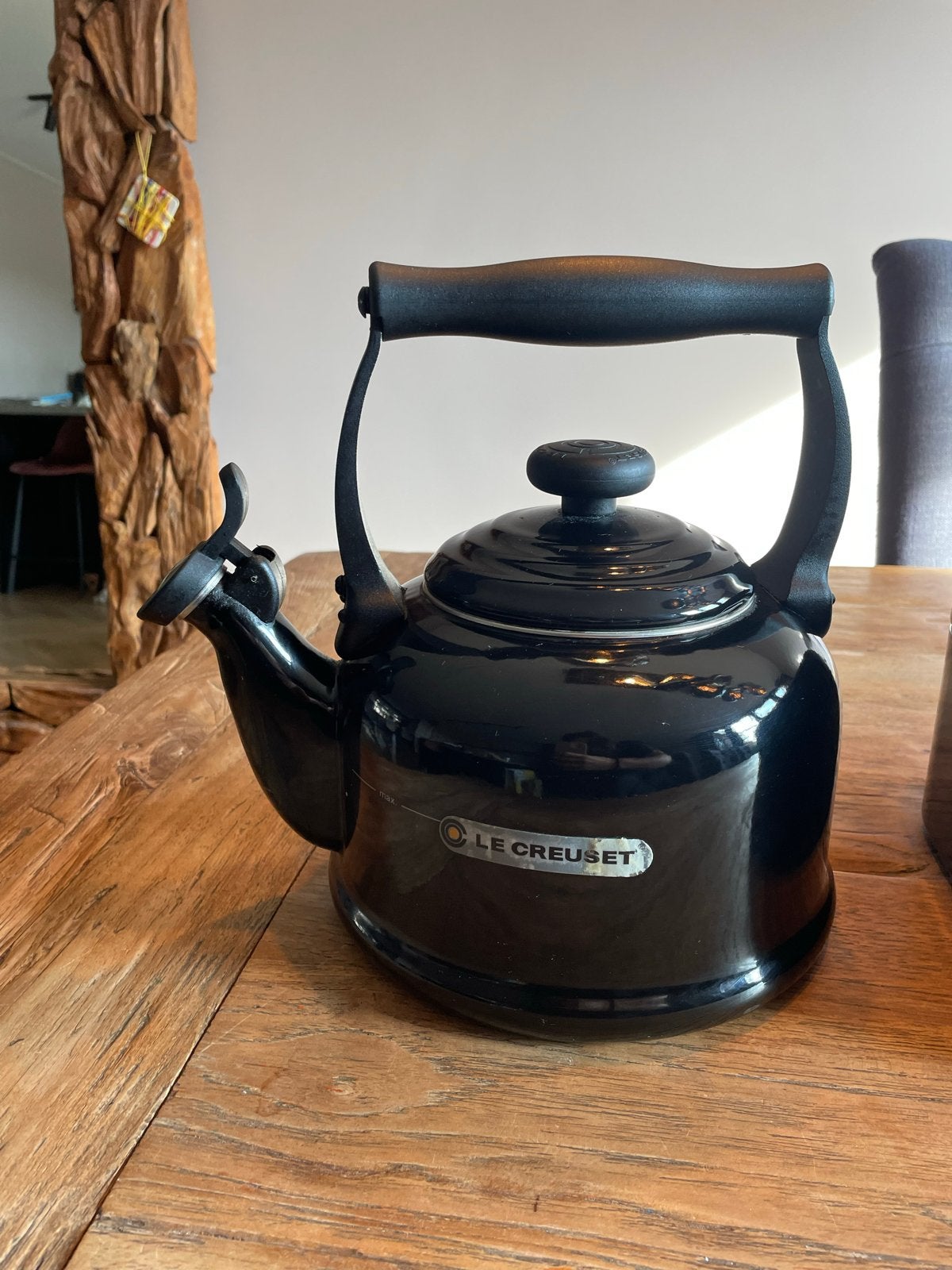 Le Creuset fluitketel zwart, Gebruikt, Ophalen of Verzenden, Zwart, Le Creuset