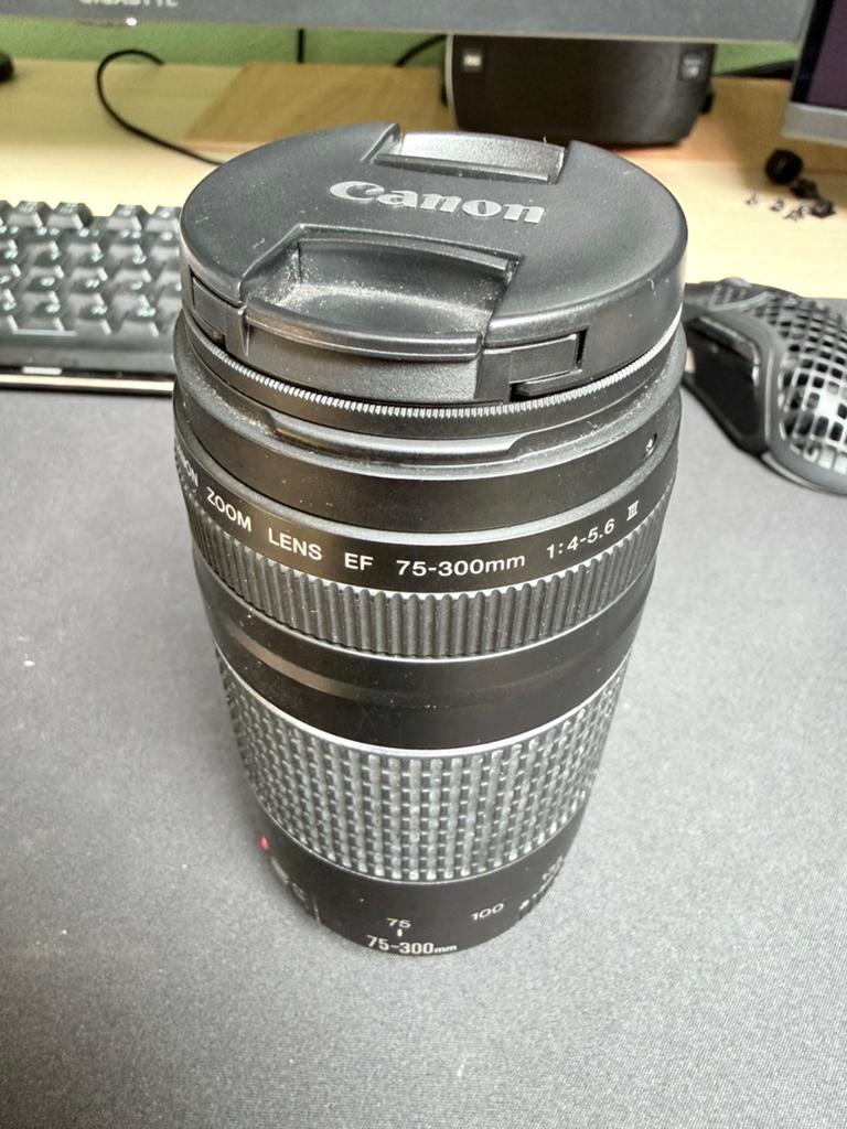Canon EF 75-300mm f/4-5.6 III incl filter, Audio, Tv en Foto, Fotografie | Lenzen en Objectieven, Ophalen, Zo goed als nieuw, Telelens