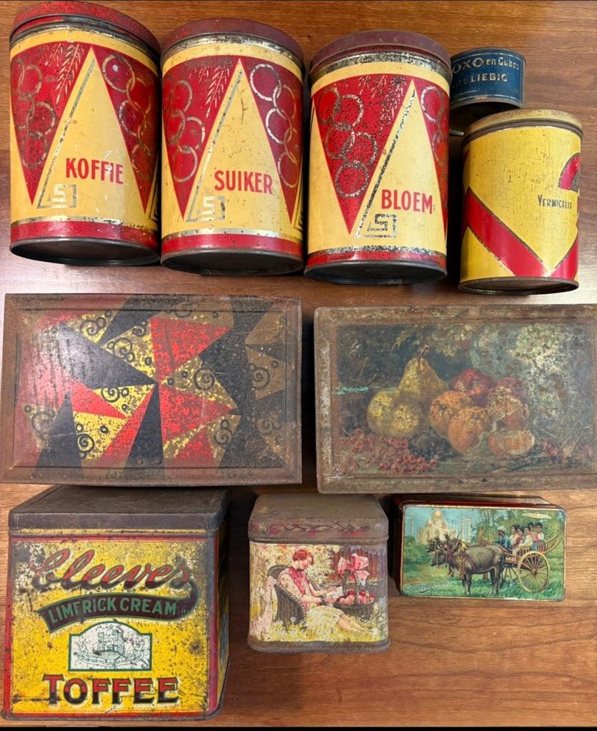 Collectie Antieke Blikken Trommels en Busjes, Antiek en Kunst, Ophalen of Verzenden