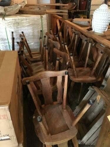 Stevige partij oude houten kroeg stoelen , stoeltjes, Ophalen, Gebruikt, Bruin, Vijf, Zes of meer stoelen