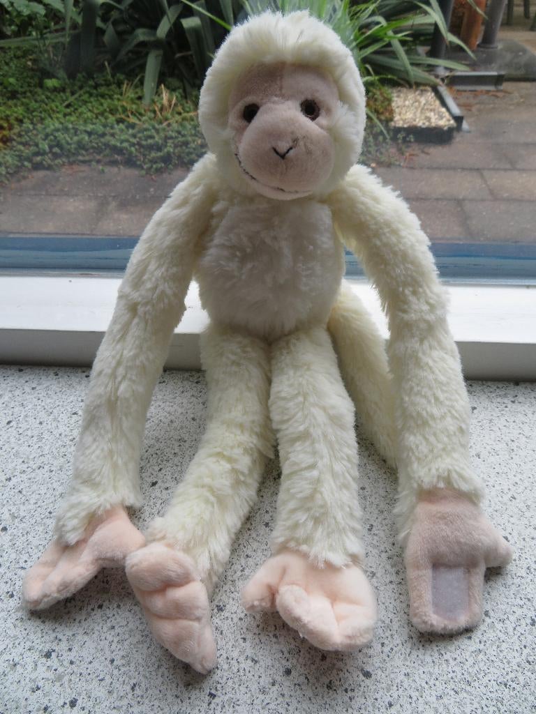 Aap merk PIA International Soft Toys wit creme velours, Ophalen of Verzenden, Zo goed als nieuw, Wasbaar, Middelgroot (20 tot 80 cm)