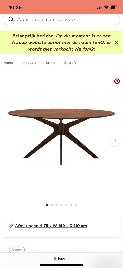 Ovale eettafel walnootkleur, Huis en Inrichting, Tafels | Eettafels, Ophalen, 100 tot 150 cm, Nieuw, Vijf personen of meer