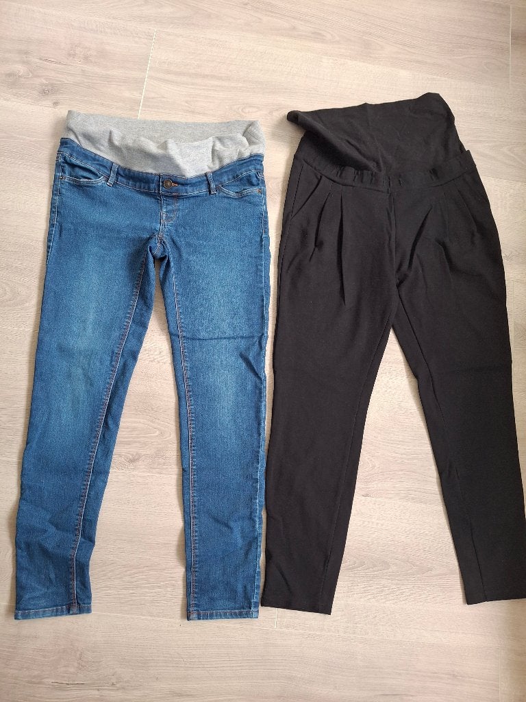 2 zwangerschapsbroeken, Maat 38/40 (M), Blauw, Mamalicious, Ophalen of Verzenden