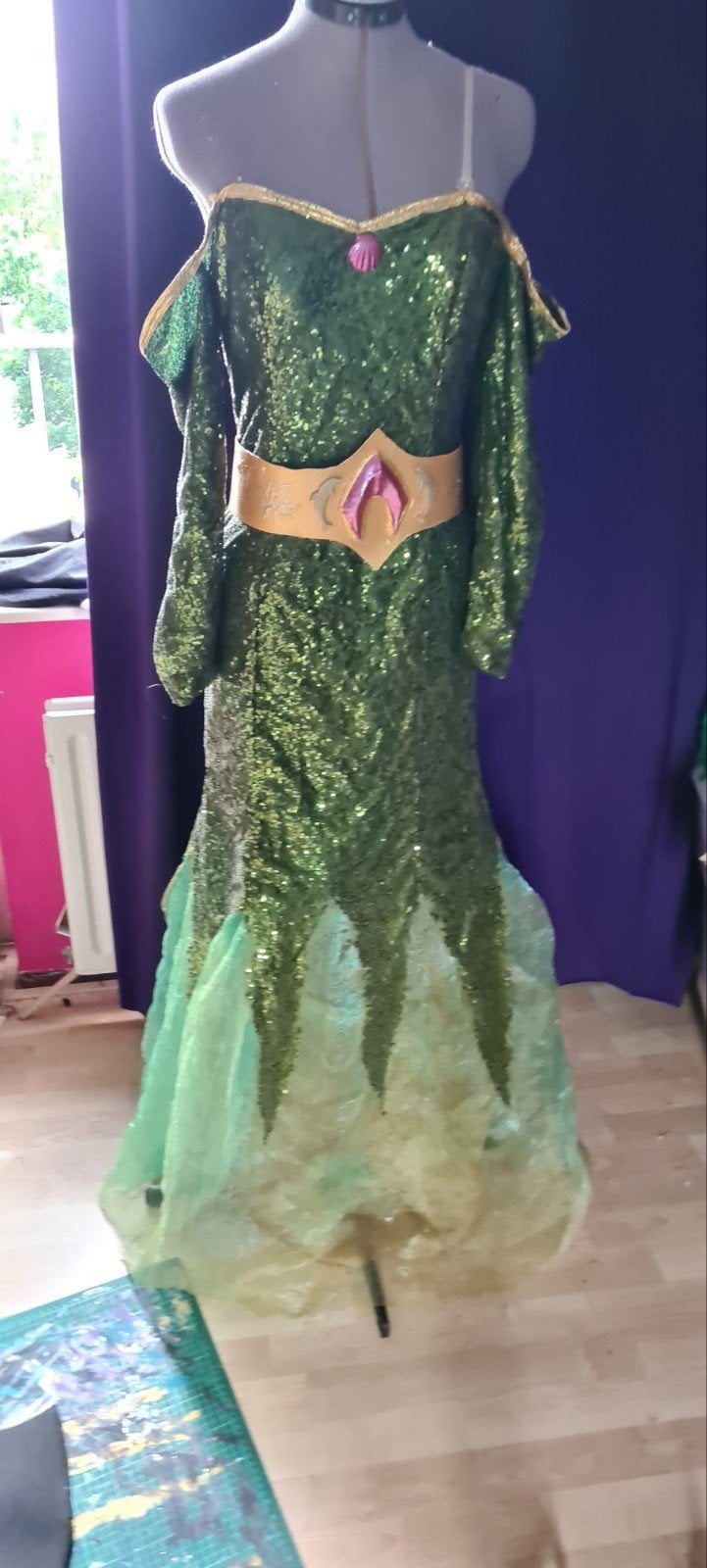 Zelfgemaakt Mera (Aquaman) kostuum - Jurk, bracers, riem, Kleding | Dames, Ophalen of Verzenden, Halloween, Kleding, Maat 36 (S)