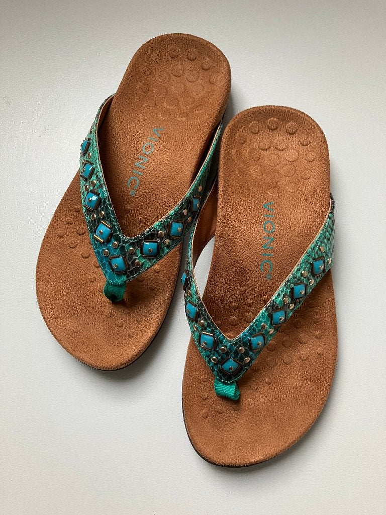 Vionic teenslippers met voetbed maat 36, Kleding | Dames, Schoenen, Slippers, Ophalen of Verzenden, Zo goed als nieuw, Groen