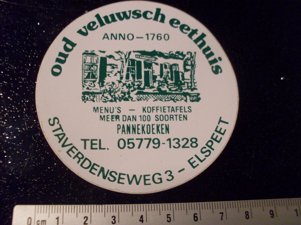sticker oud veluwsch eethuis elspeet logo pannekoeken, Verzenden, Zo goed als nieuw, Bedrijf of Vereniging
