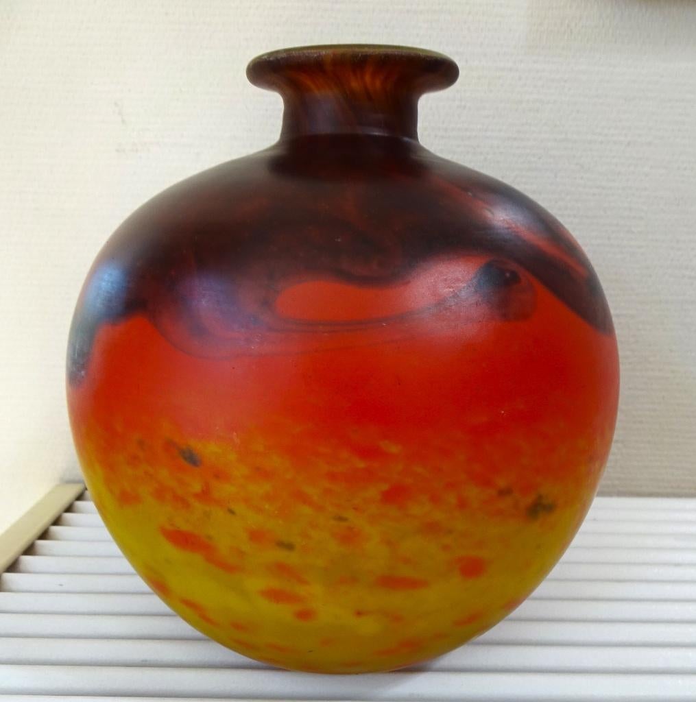 Art Deco Charles Schneider France paté de verre vaas: gesign, Antiek en Kunst, Ophalen of Verzenden