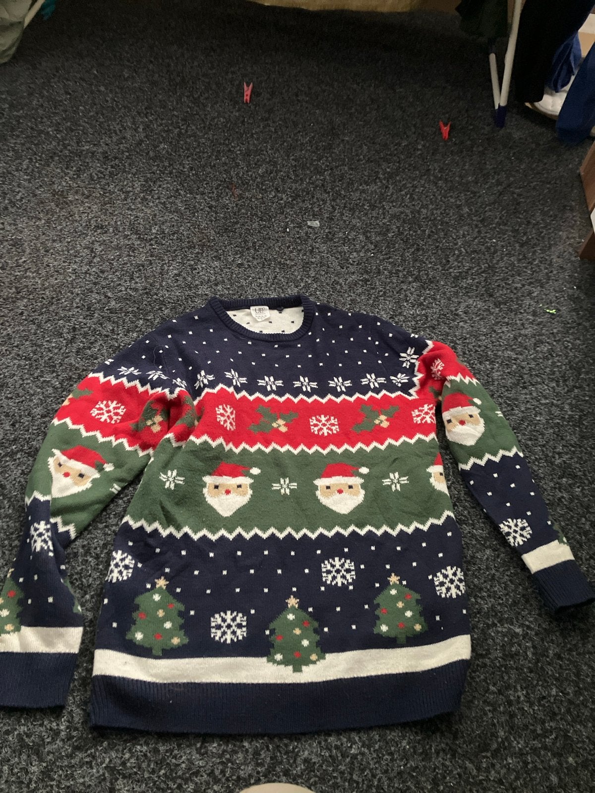UP2 Fashion Kersttrui met Kerstman en Kerstbomen, Ophalen of Verzenden, Gedragen, Maat 42/44 (L), Meerkleurig