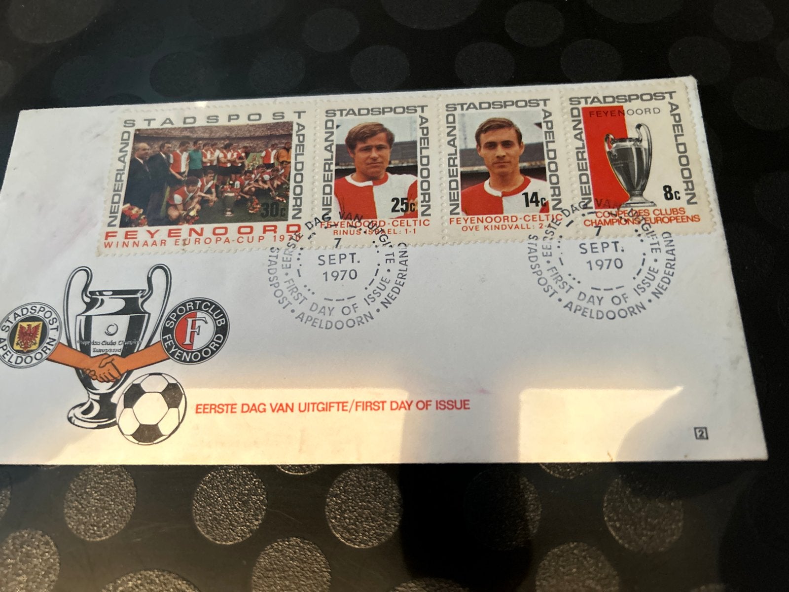 Feyenoord Europa Cup 1970 Eerste Dag Uitgifte, Postzegels en Munten, Ophalen of Verzenden, Na 1940, Postfris
