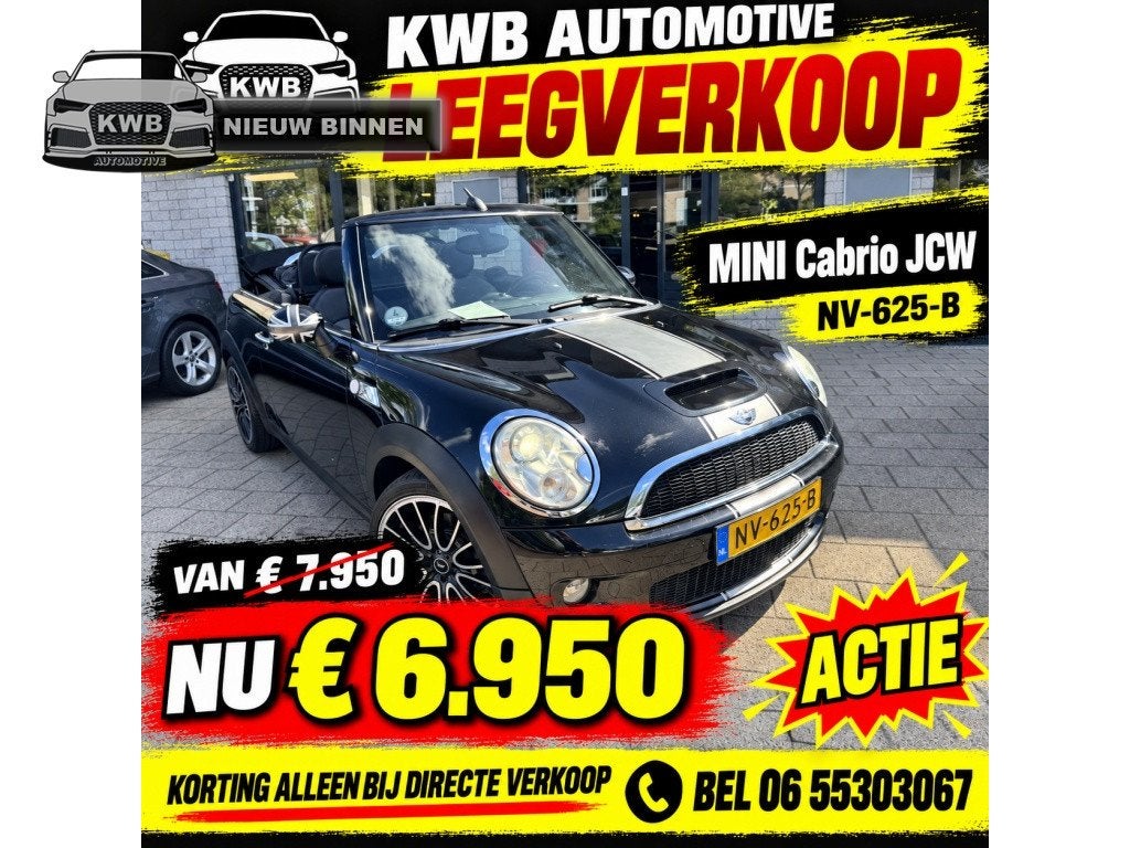 MINI Cabrio 1.6 Cooper S JCW Origineel | Leer | Navigatie Un, Automatische klimaatregeling, Gebruikt, 4 cilinders, Cabriolet