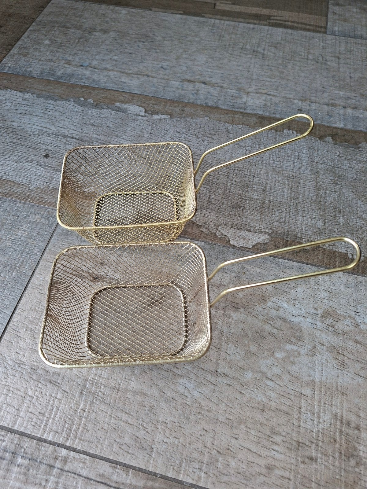 Goudkleurige friet serveermandjes (set van 2), Goud, Ophalen of Verzenden, Metaal, Overige merken