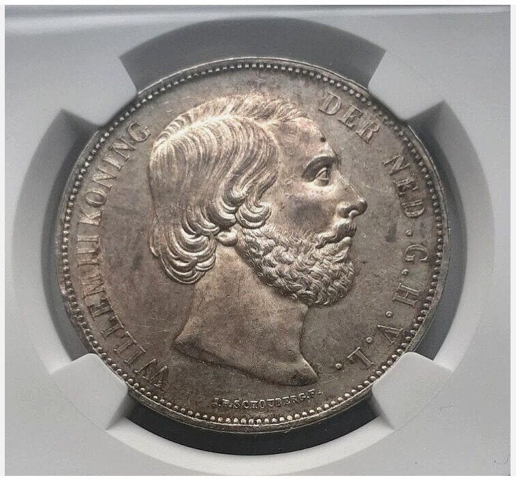 Nederland. Willem III. 2 1/2 Gulden 1870 - MS62, Koning Willem III, Verzenden, Zilver, Losse munt