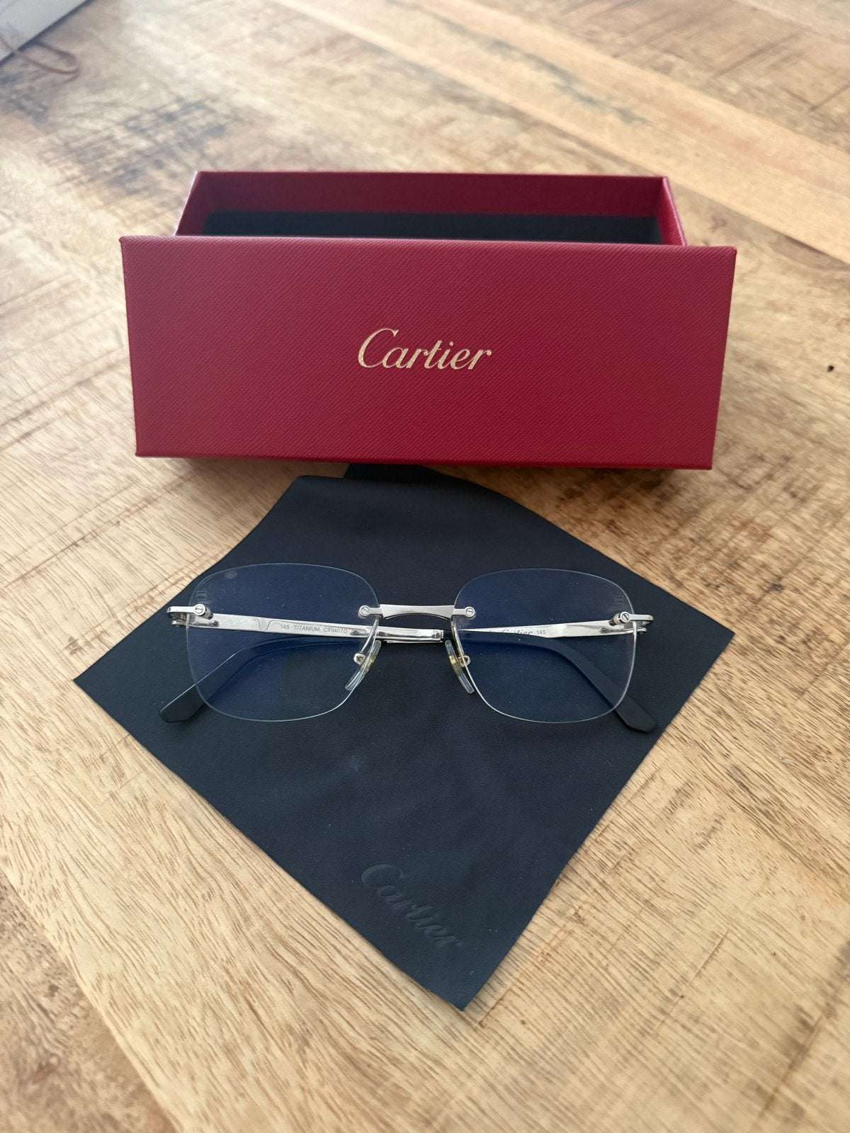Cartier CT0407O 002 Shiny Silver Brilmontuur, Ophalen, Zo goed als nieuw, Bril