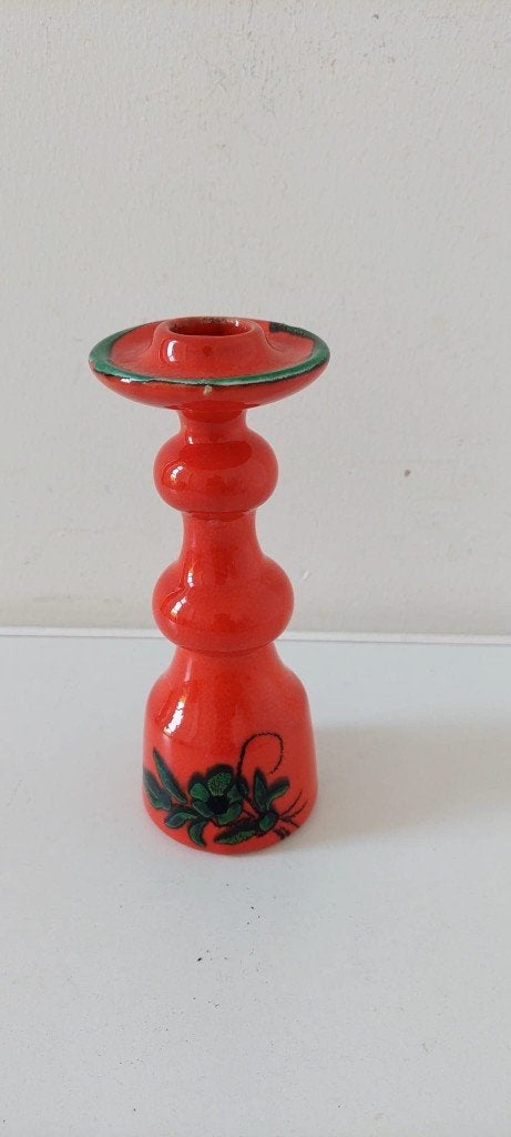 Vintage Space Age Kandelaar Rood/Groen  Jaren 70 16 cm, Verzamelen, Ophalen of Verzenden, Huis en Inrichting
