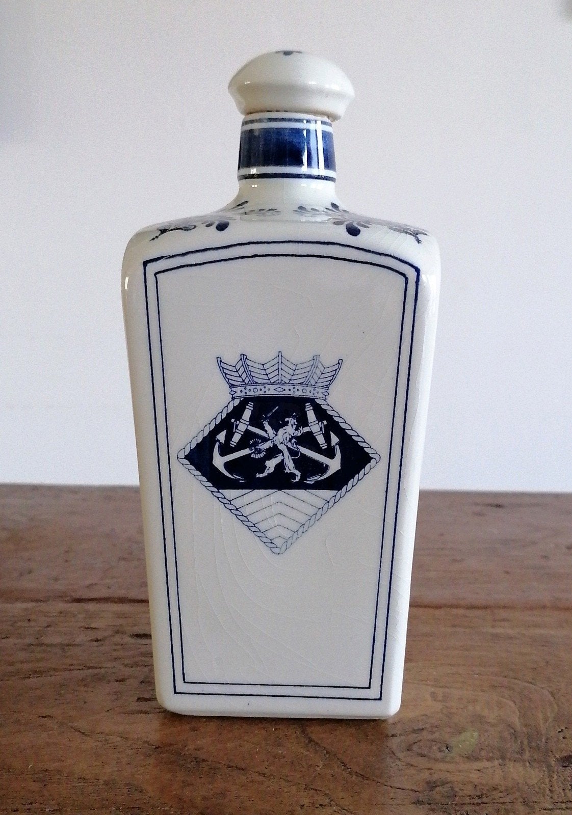 Delfts Blauw Jumbo Marine Jeneverfles Handgeschilderd, Ophalen of Verzenden