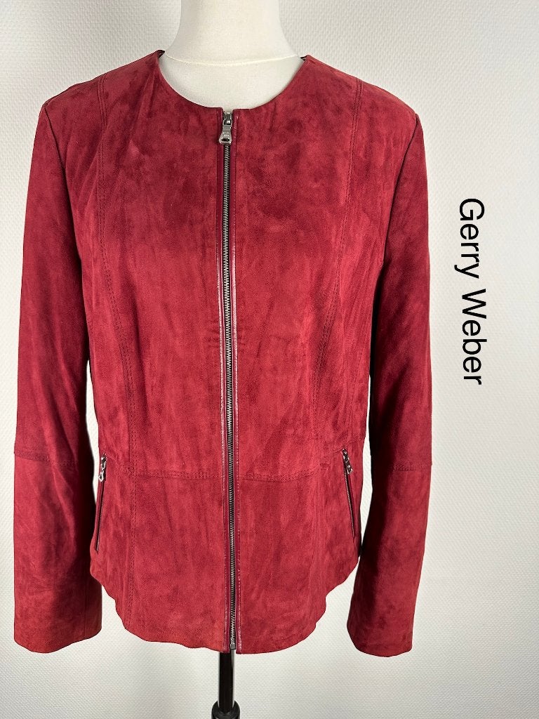 Gerry Weber Leren Jas  (mt: 40) D8/758, Maat 38/40 (M), Gerry Weber, Zwart, Ophalen of Verzenden
