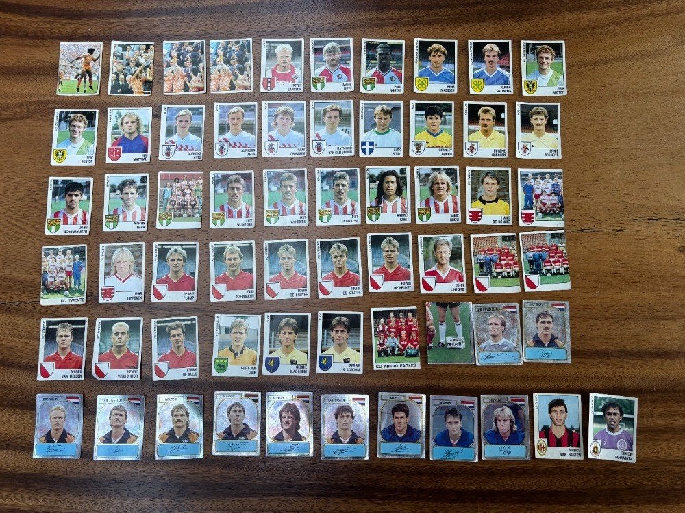 Voetbal 89 Panini plaatjes, 61x, unieke Ned. Elftal 11x, Ophalen of Verzenden, Zo goed als nieuw, Buitenlandse clubs, Poster, Plaatje of Sticker