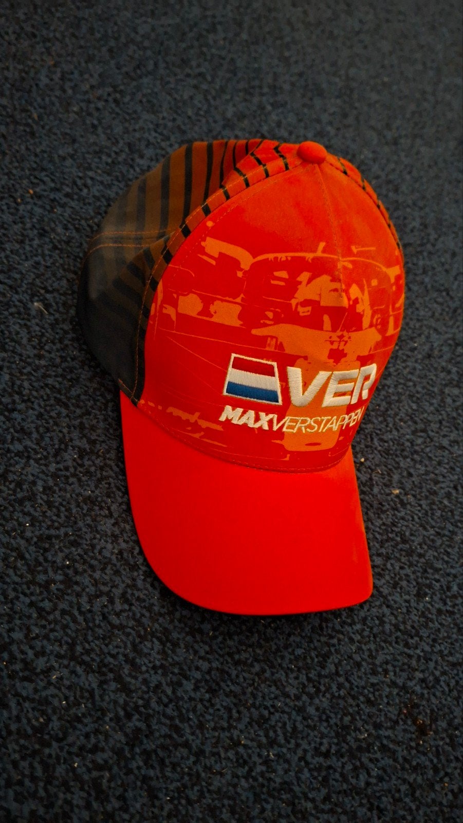 Max Verstappen F1 Pet - Oranje/Blauw - Zo goed als nieuw, Max Verstappen, One size fits all, Ophalen of Verzenden, Pet