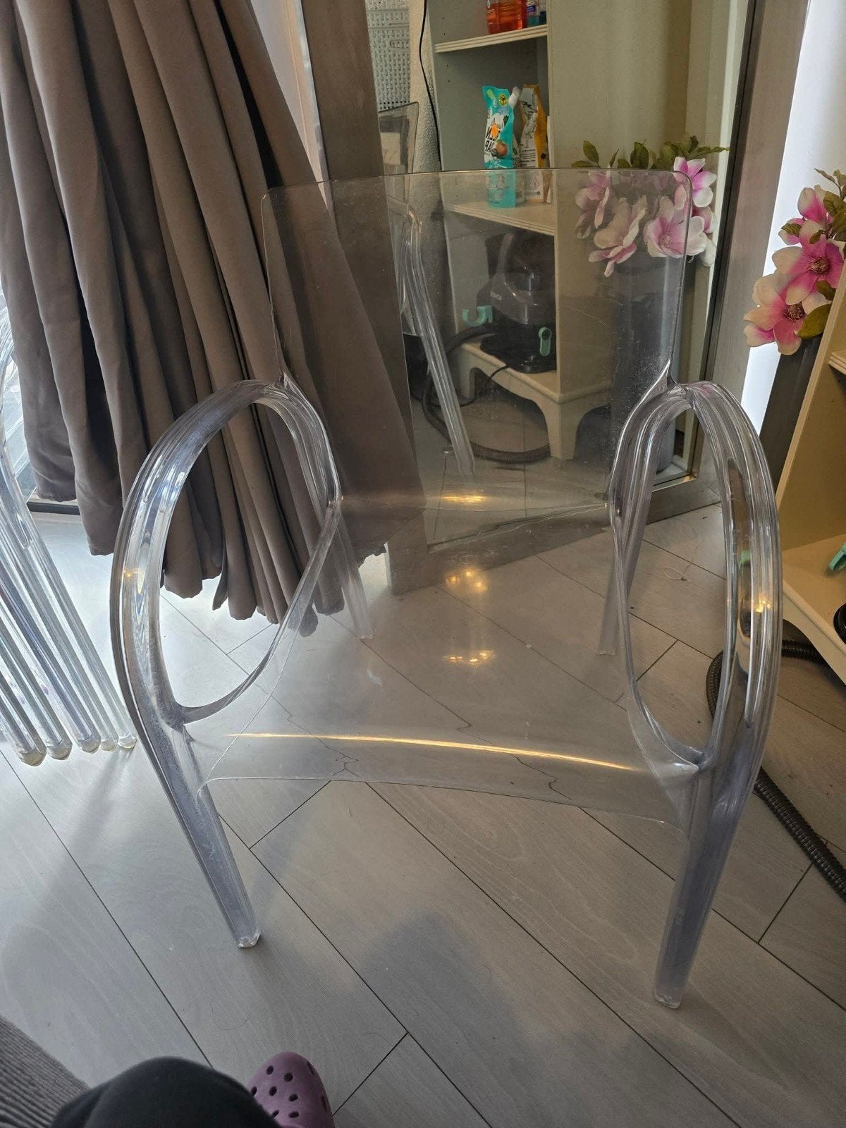 4 Mooie doorzichtige stoelen van goede kwaliteit, Kunststof, Gebruikt, Overige kleuren, Ophalen of Verzenden
