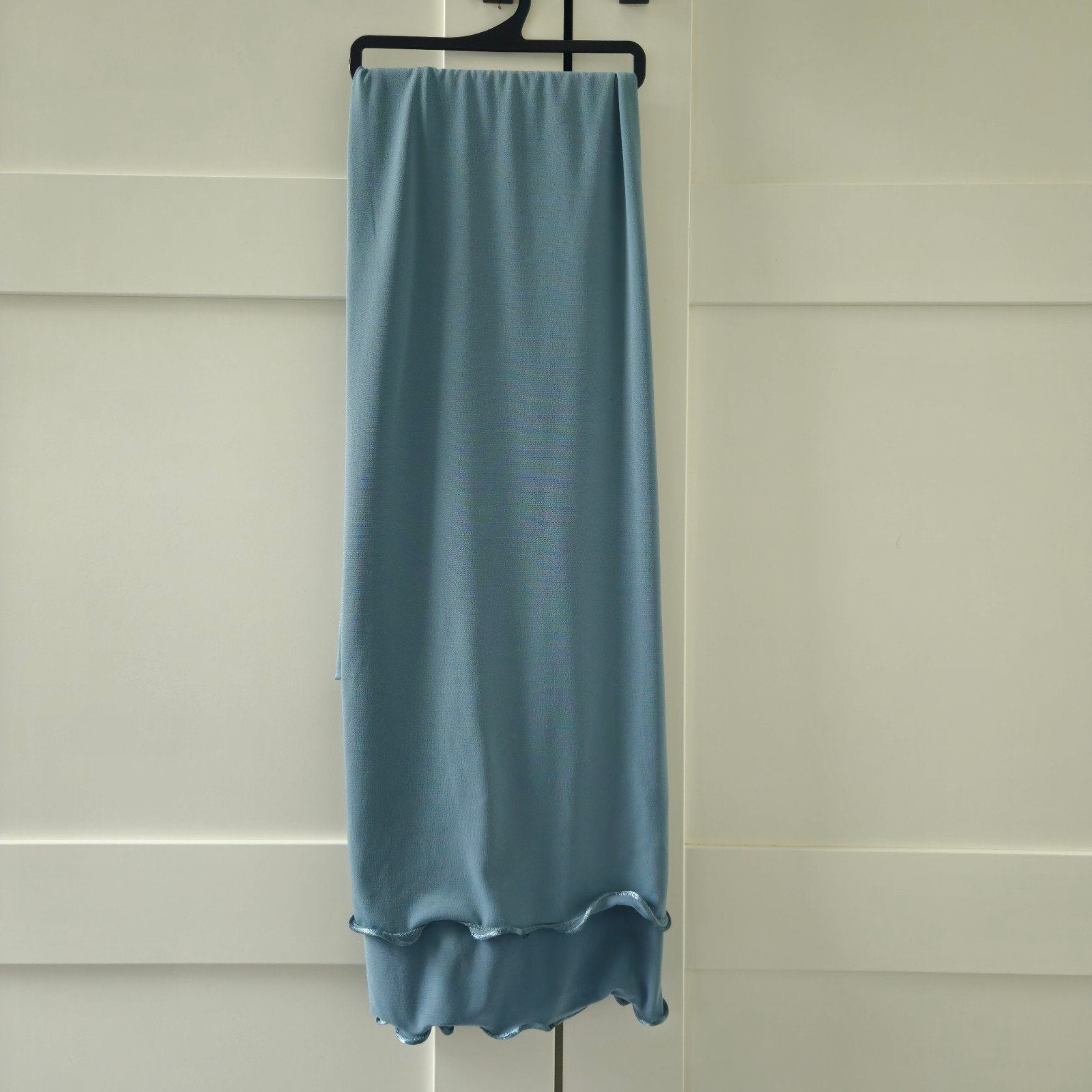 Kastopruiming: Mooie turquoise sjaal met ruches, Onbekend, Ophalen of Verzenden, Zo goed als nieuw, Sjaal
