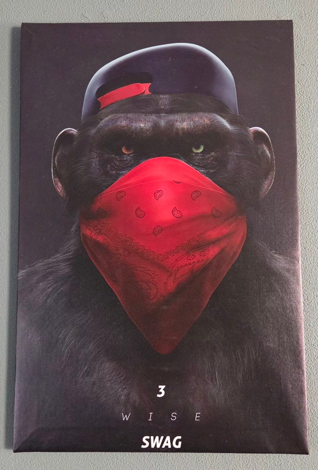 3 Apen schilderijen met koptelefoon, zonnebril en bandana, Huis en Inrichting, Woonaccessoires | Schilderijen, Tekeningen en Foto's